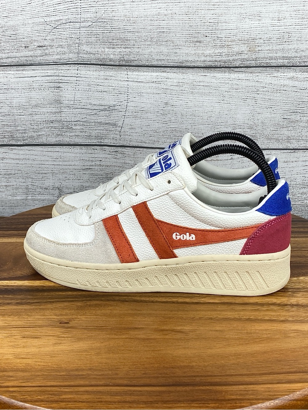 Gola Classics Women's Grandslam Trident Sneakers White Hot Coral Marine Size 7
